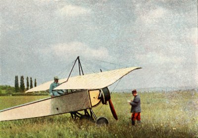 A plane of Morane-Saulnier Type G, which could be equipped with a 7.9mm Hotchkiss machine gun by Jules Gervais Courtellemont